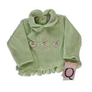 Vintage Kohls baby Q Fleece Baby Top Shirt Teddy Bear W/ Hearts 6/9 Months Retro